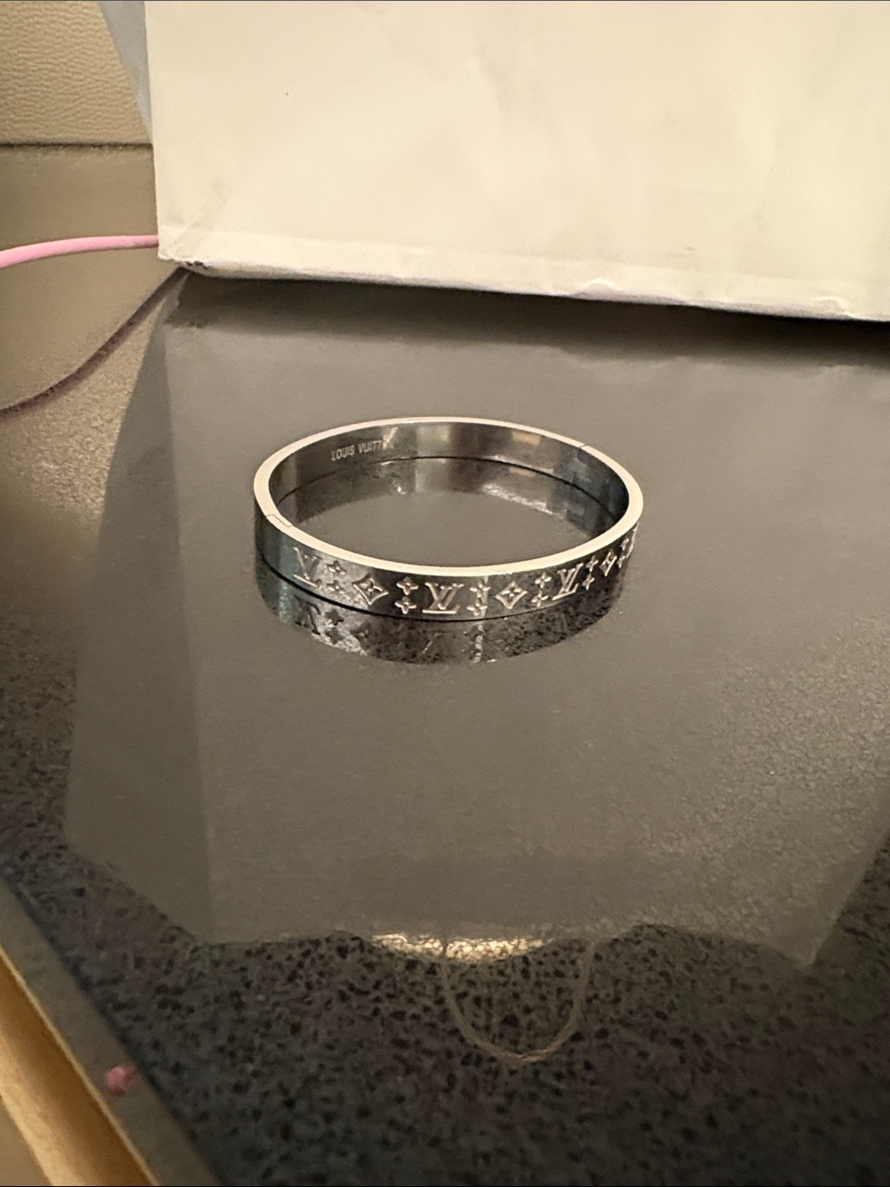 Louis Vuitton Silver Monogram Bangle Bracelet